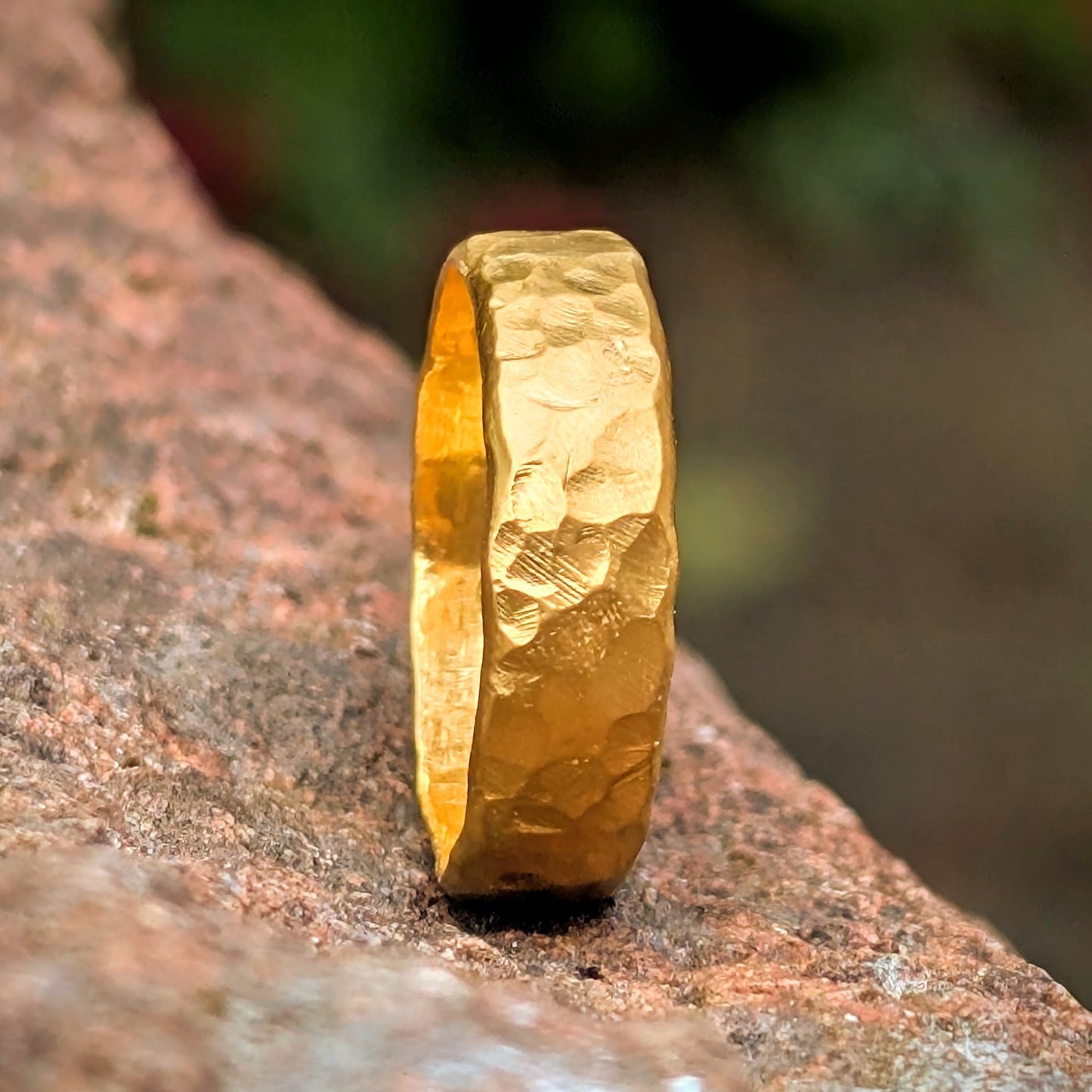 Rustic Heavy Hammered Pure Gold Band