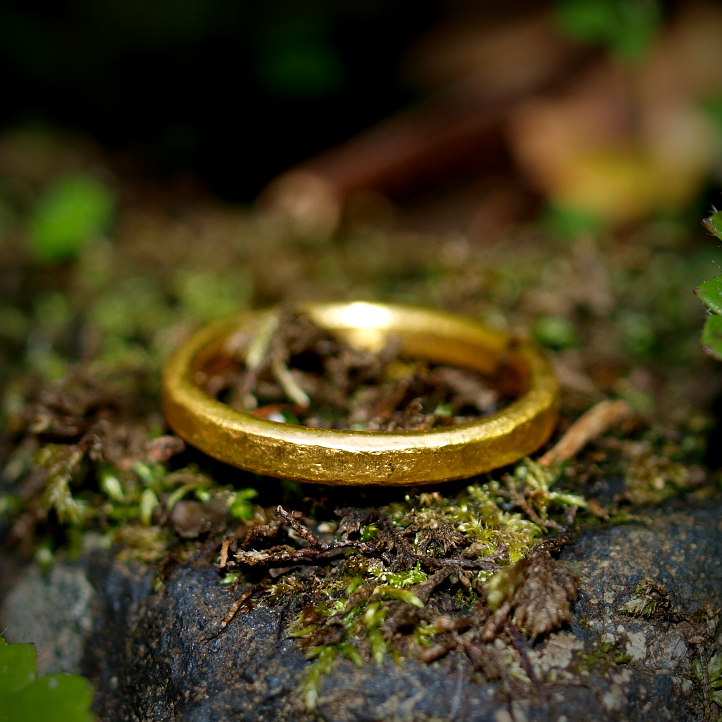 Simple Textured Band - Genuine 24k Gold - Lovely Stacker Ring