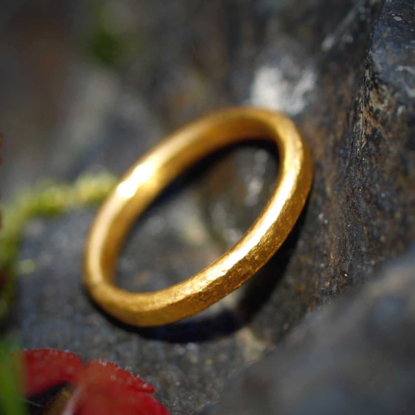 Simple Textured Band - Genuine 24k Gold - Lovely Stacker Ring