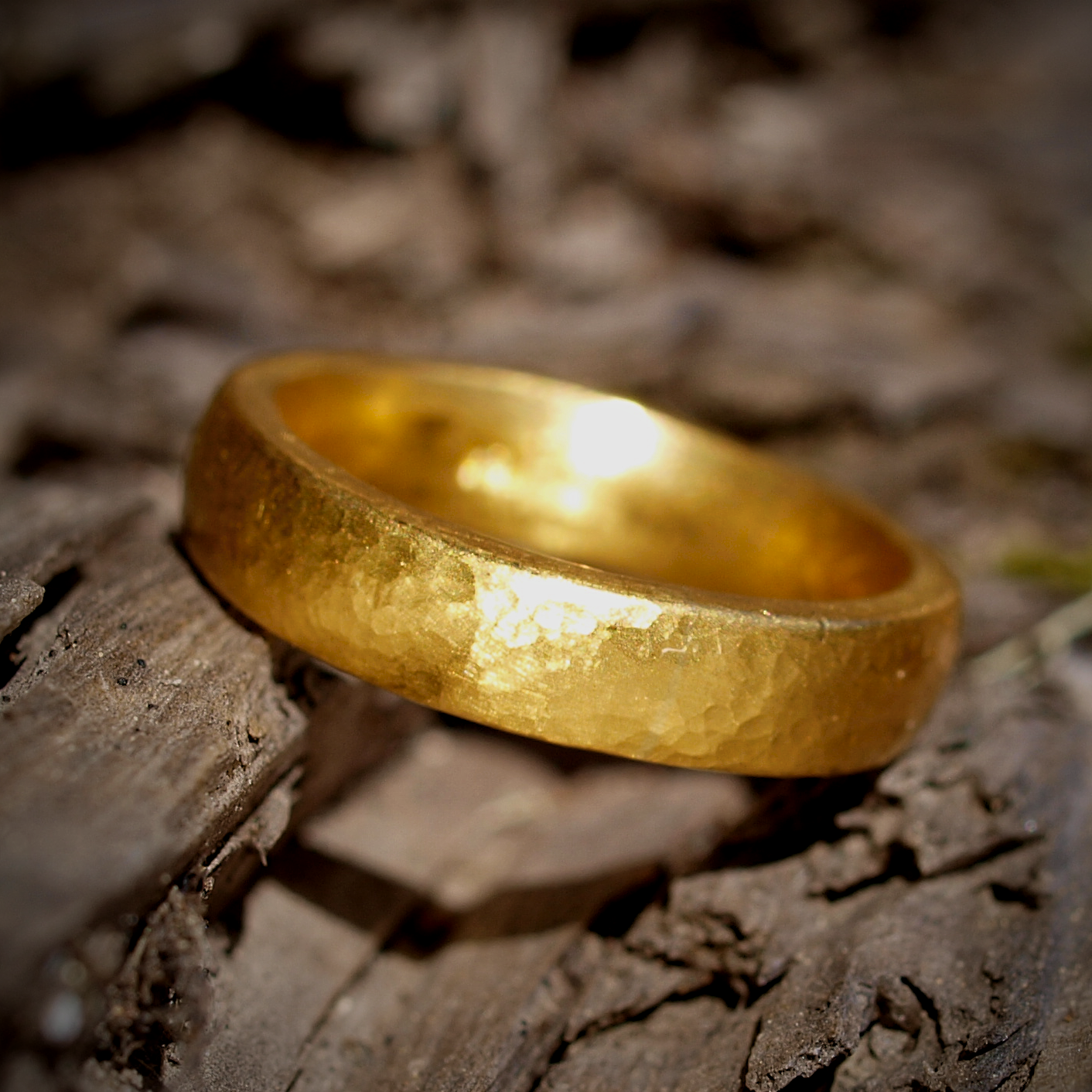 Classic Comfort Fit Gold Band - 24k Solid Gold - Slightly Rounded and Thick