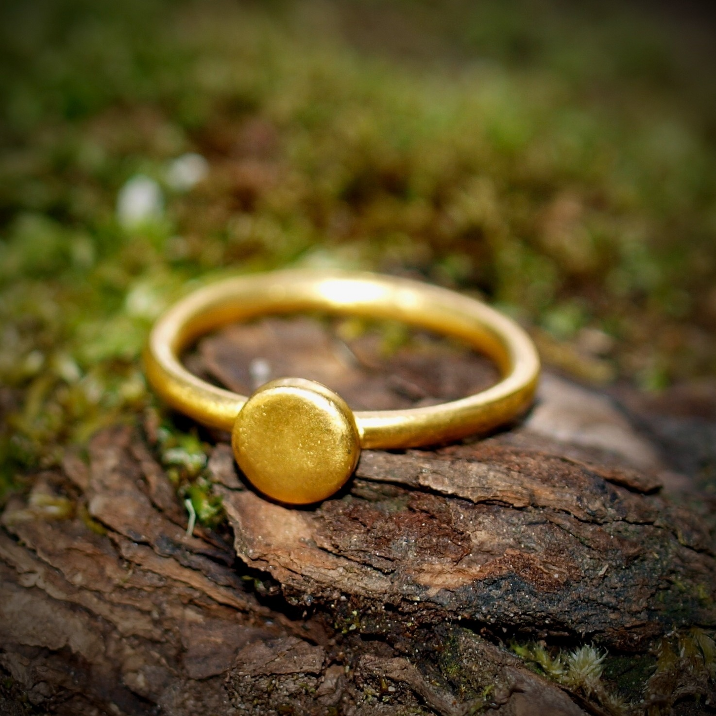 Small Round Disc Ring - 24k Pure Gold Band - Delicate and Gorgeous