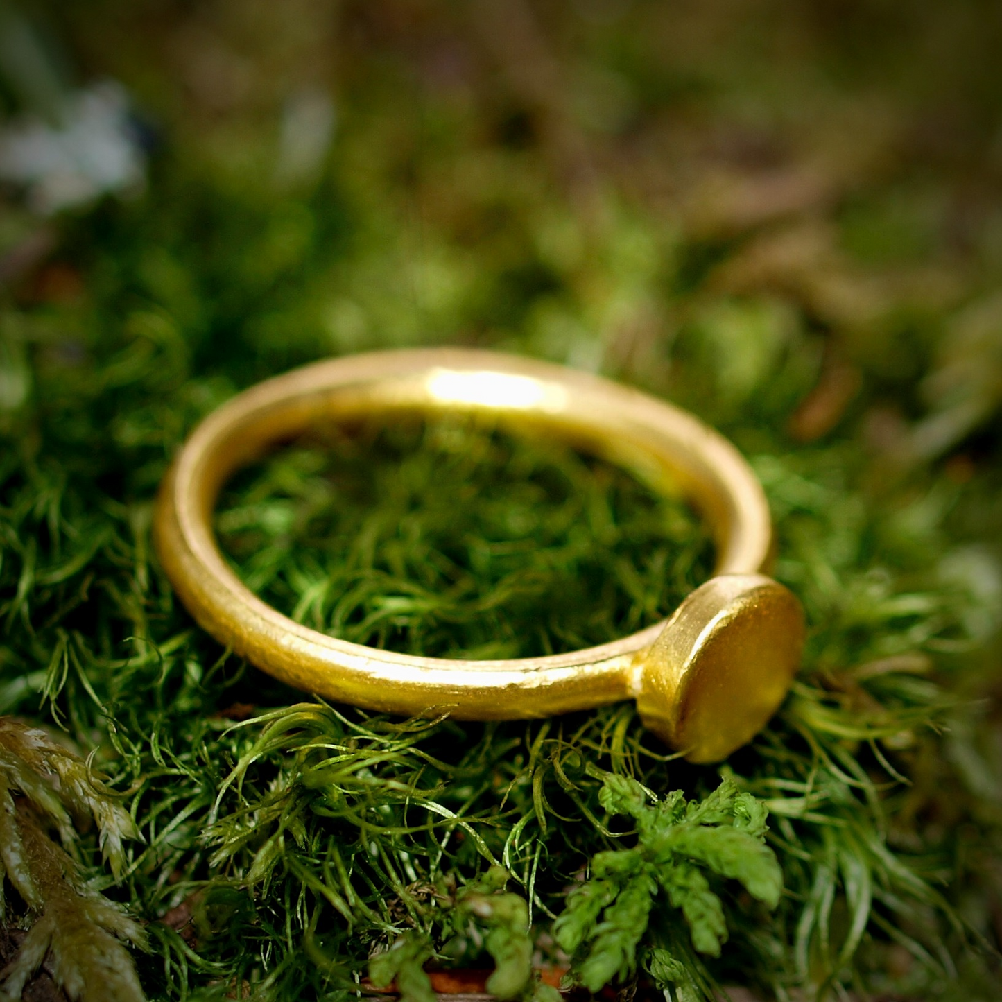 Small Round Disc Ring - 24k Pure Gold Band - Delicate and Gorgeous