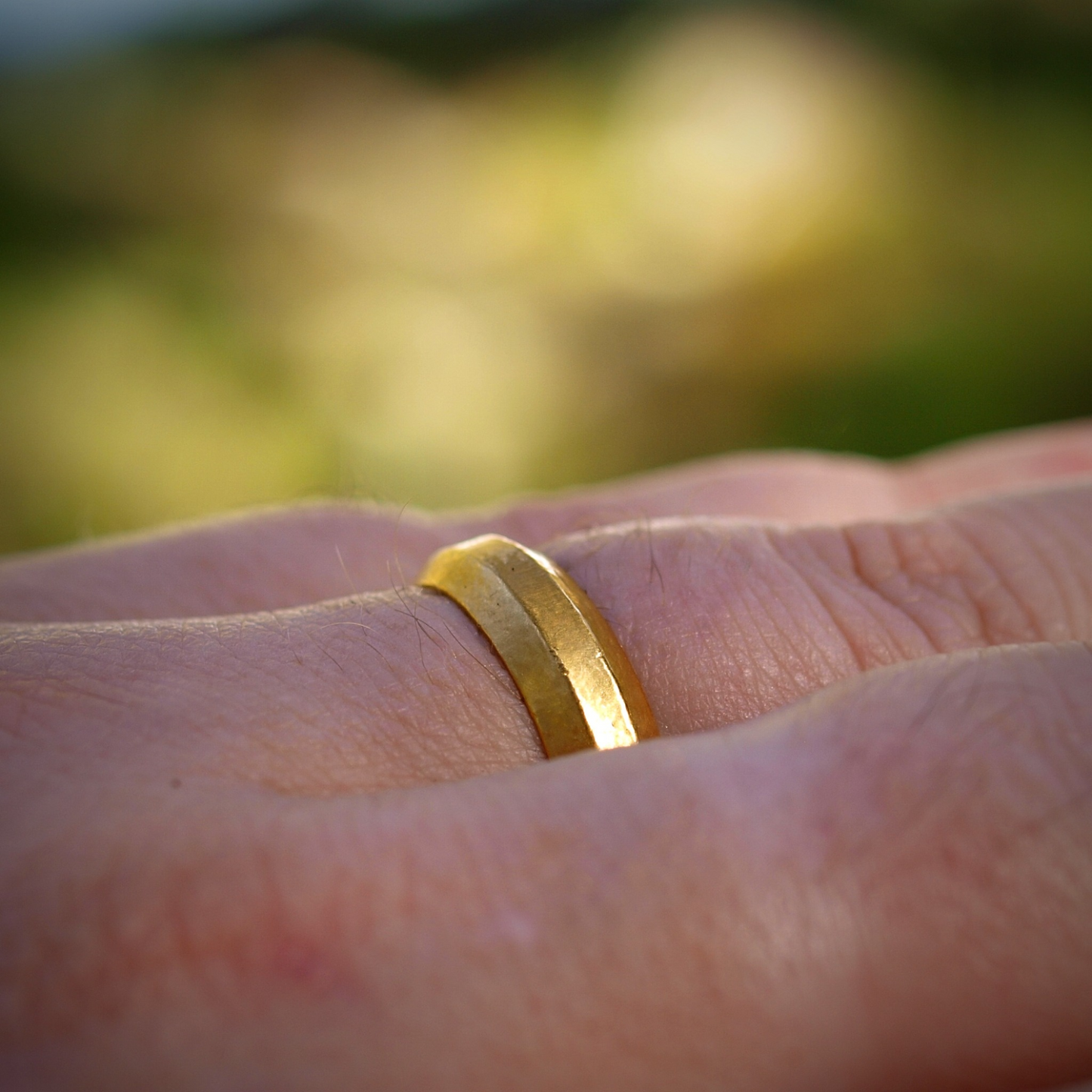 Geometric 24k Gold Band - Crisp Edges - Rich Pure 24k Gold Ring