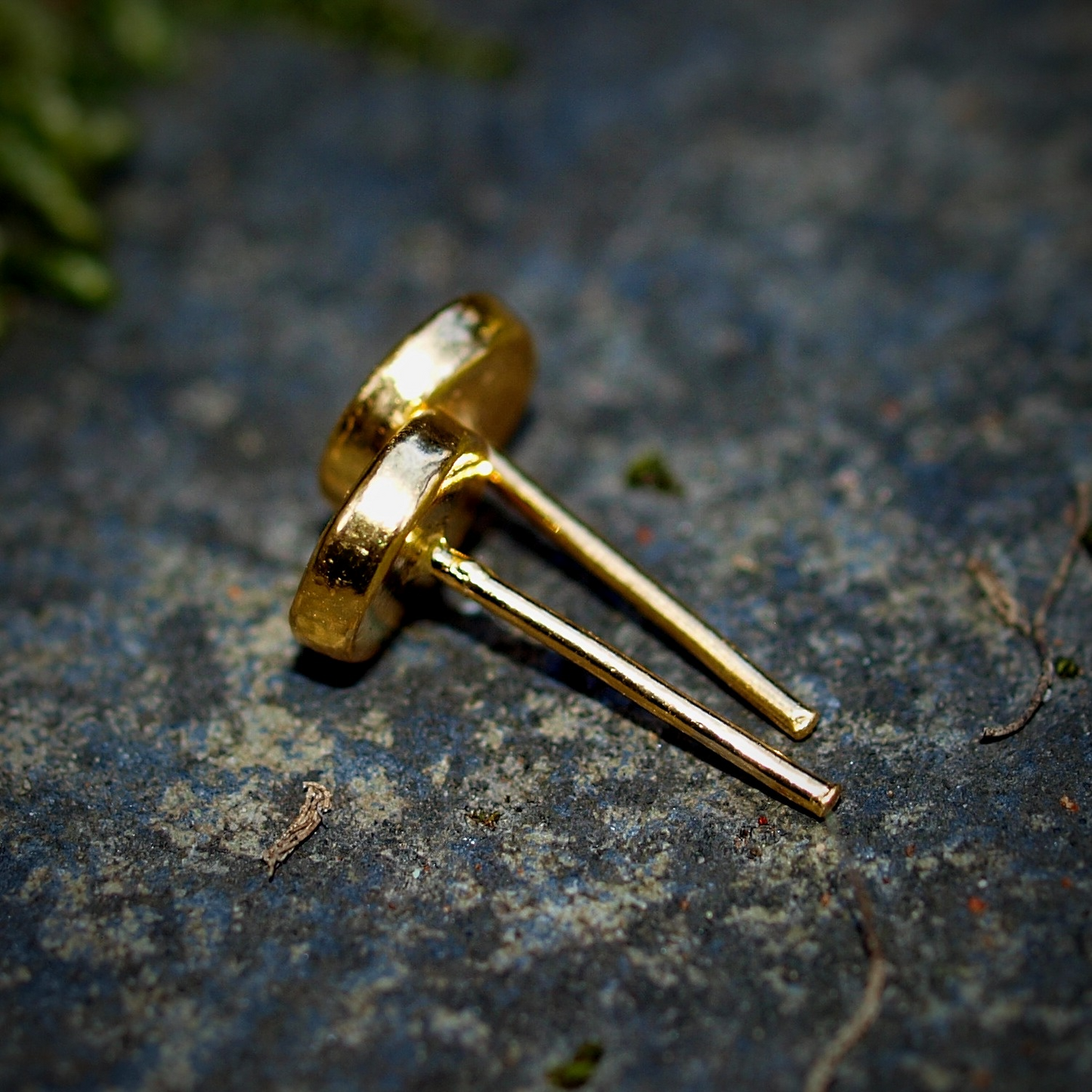 Flat Round Disc 24k Gold Studs - Solid Pure Gold Stud Earrings