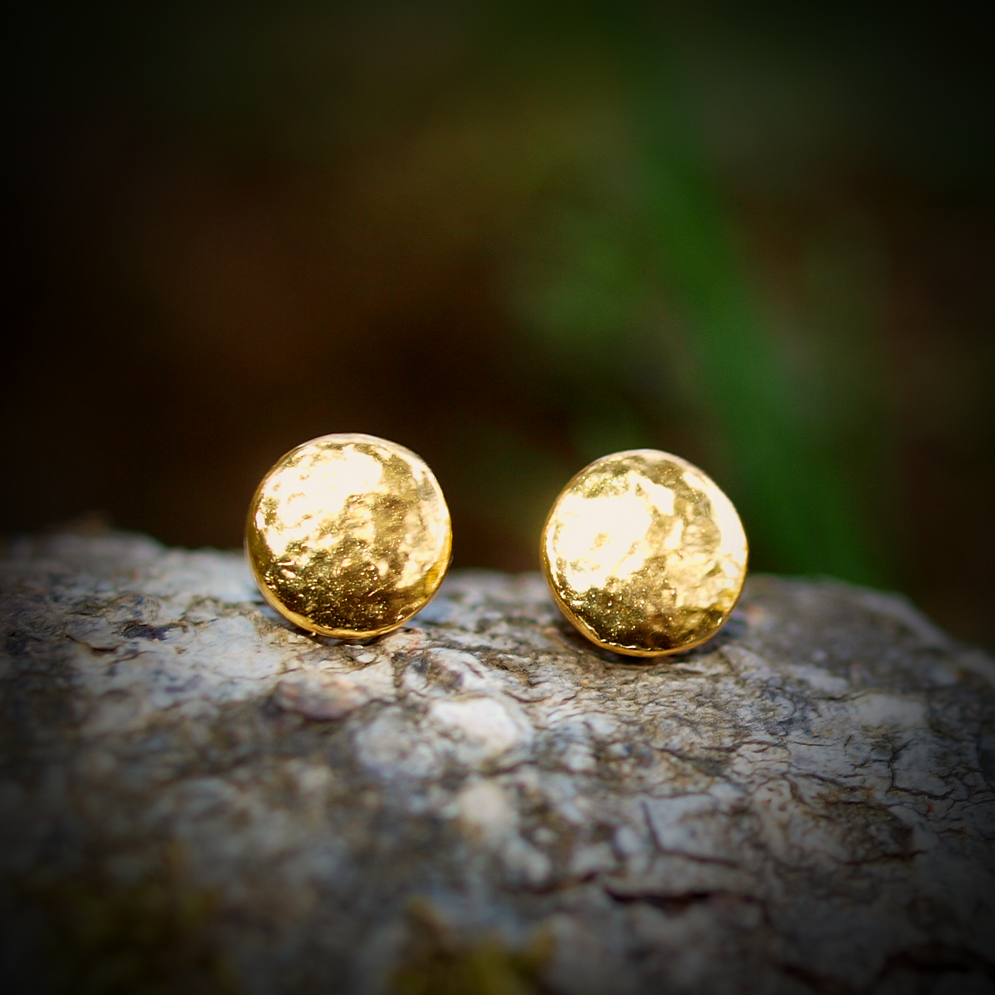 Flat Round Disc 24k Gold Studs - Solid Pure Gold Stud Earrings