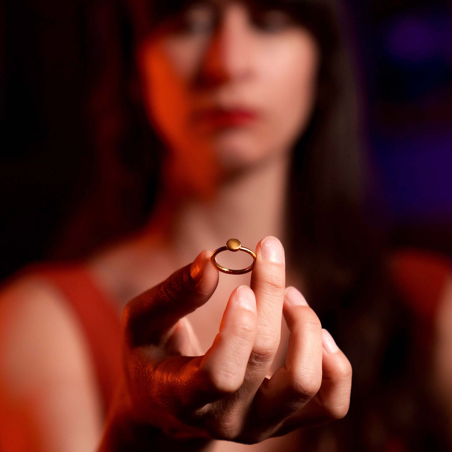 Small Round Disc Ring - 24k Pure Gold Band - Delicate and Gorgeous