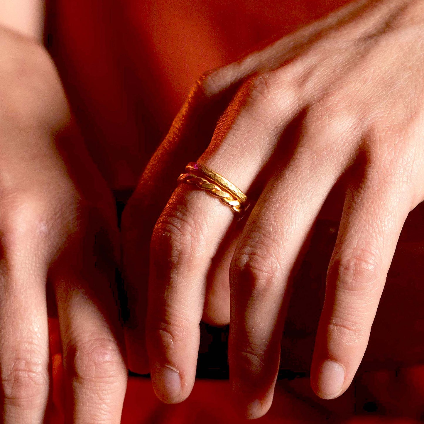 Simple Textured Band - Genuine 24k Gold - Lovely Stacker Ring