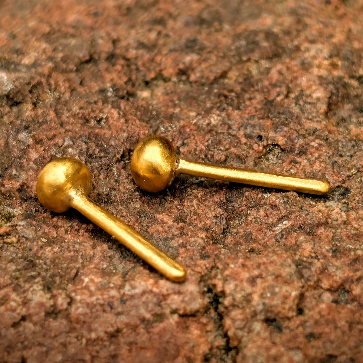 24k Pure Gold 4mm Ball Stud Earrings (Pair) - Solid .999 Gold