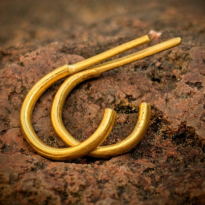 24k Gold Open Hoop Earrings - Post Hoop Style