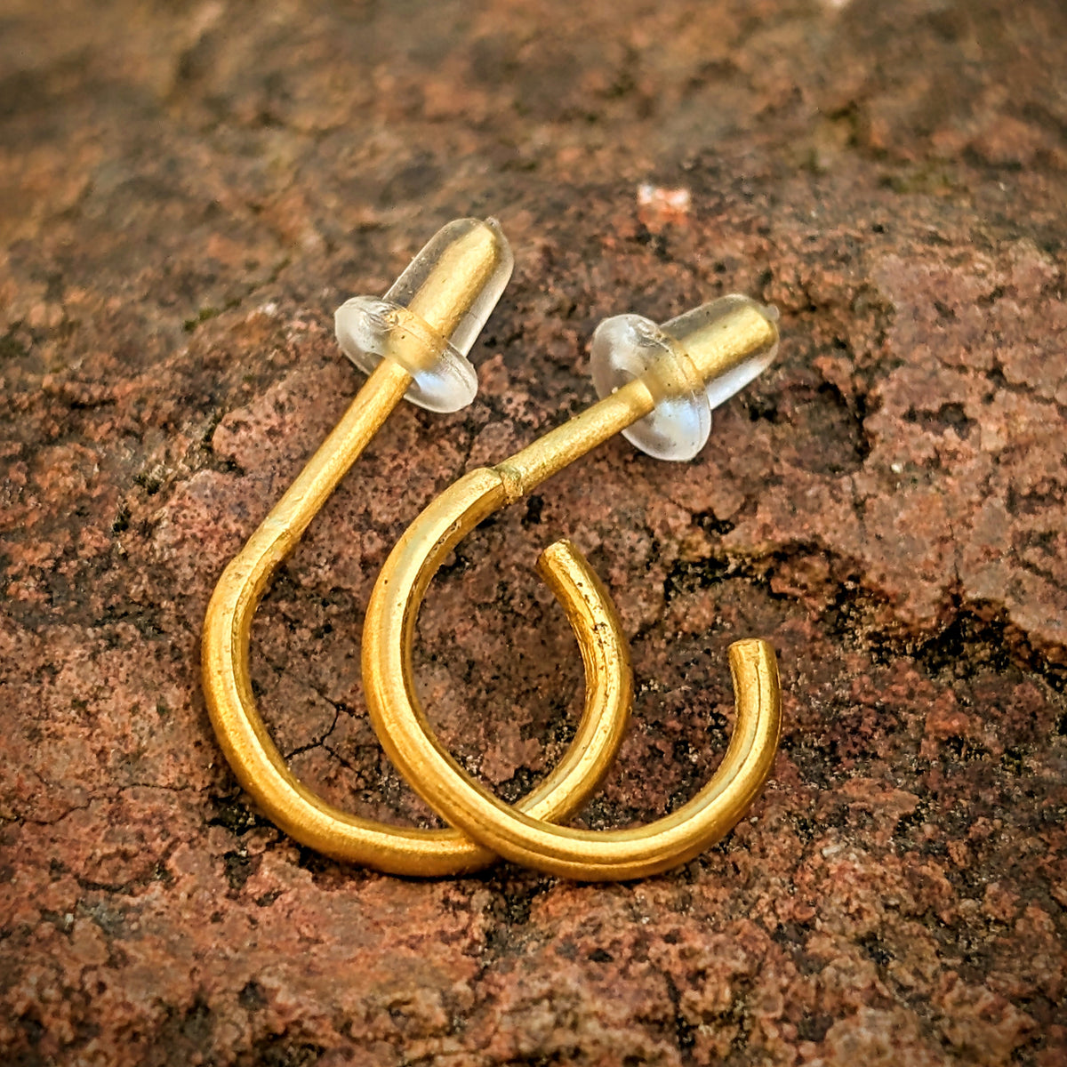 24k Gold Open Hoop Earrings - Post Hoop Style