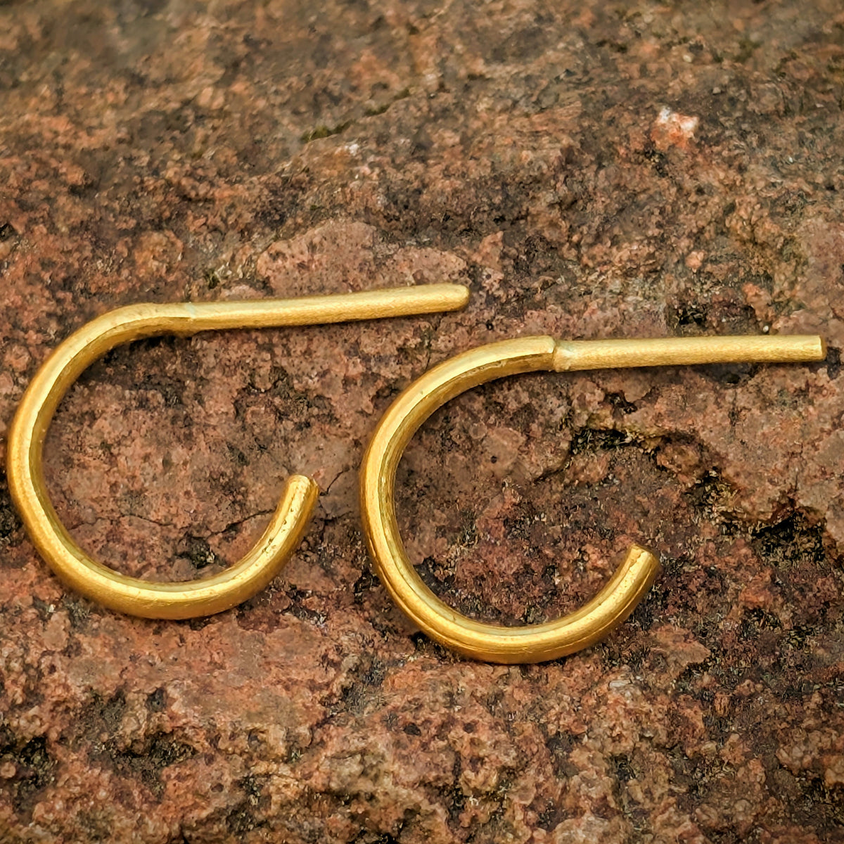 24k Gold Open Hoop Earrings - Post Hoop Style