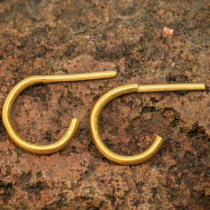 24k Gold Open Hoop Earrings - Post Hoop Style
