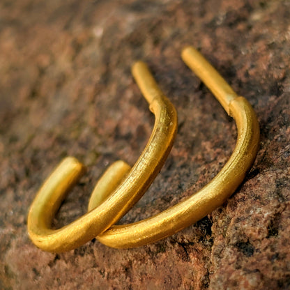 24k Gold Open Hoop Earrings - Post Hoop Style