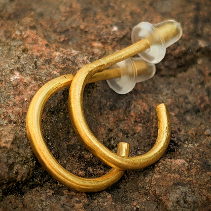 24k Gold Open Hoop Earrings - Post Hoop Style