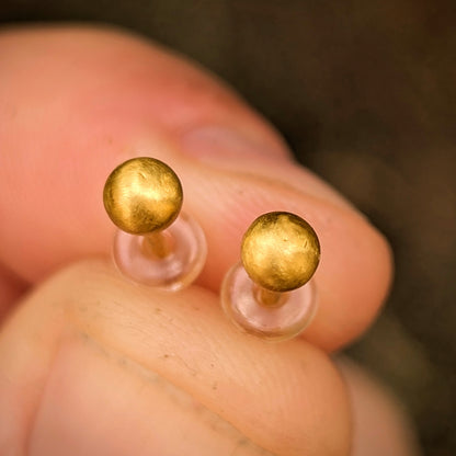 24k Pure Gold 4mm Ball Stud Earrings (Pair) - Solid .999 Gold