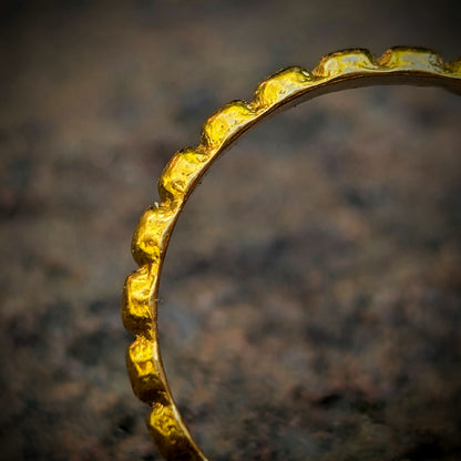Hand Forged 24k Gold Beaded Stacking Ring