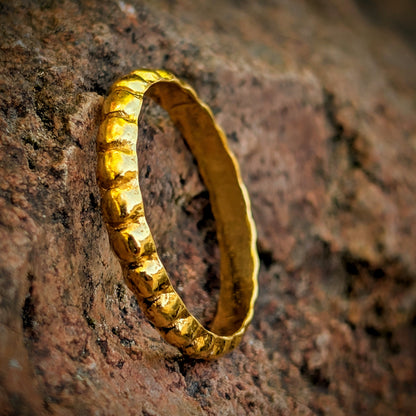 Hand Forged 24k Gold Beaded Stacking Ring