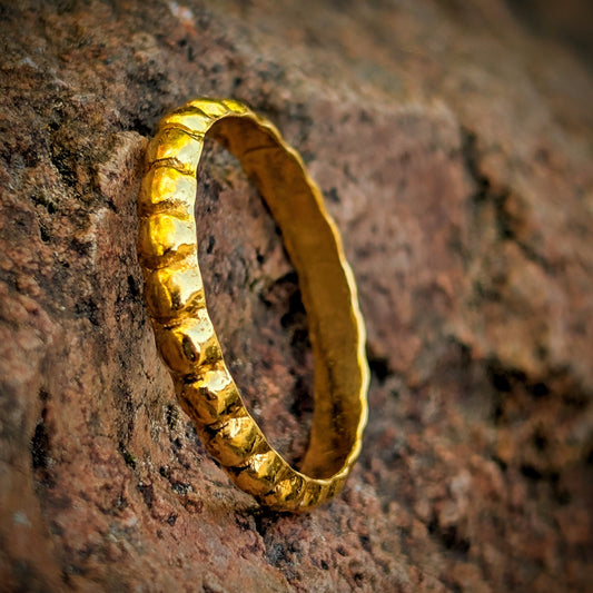 Hand Forged 24k Gold Beaded Stacking Ring