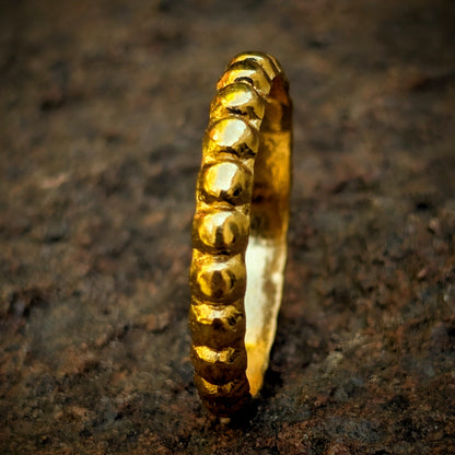Hand Forged 24k Gold Beaded Stacking Ring