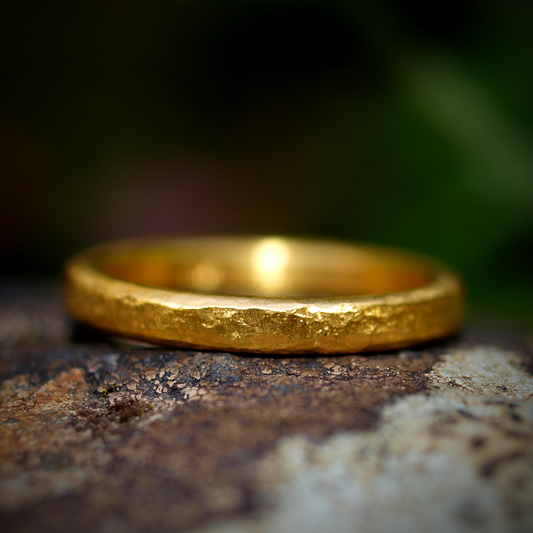 Simple Textured Band - Genuine 24k Gold - Lovely Stacker Ring