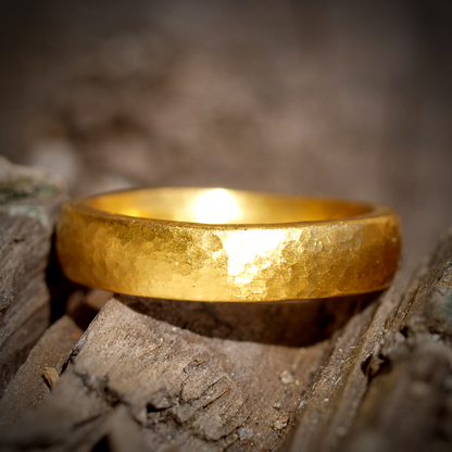 Classic Comfort Fit Gold Band - 24k Solid Gold - Slightly Rounded and Thick