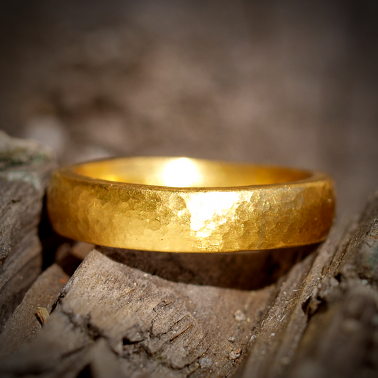Classic Comfort Fit Gold Band - 24k Solid Gold - Slightly Rounded and Thick