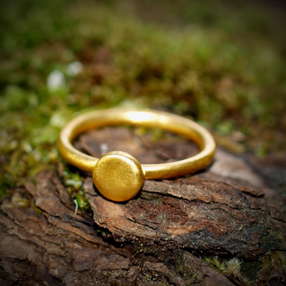 Small Round Disc Ring - 24k Pure Gold Band - Delicate and Gorgeous