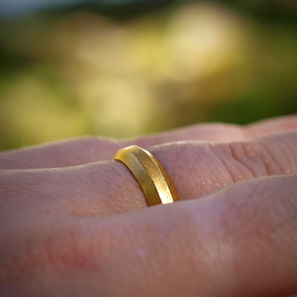 Geometric 24k Gold Band - Crisp Edges - Rich Pure 24k Gold Ring