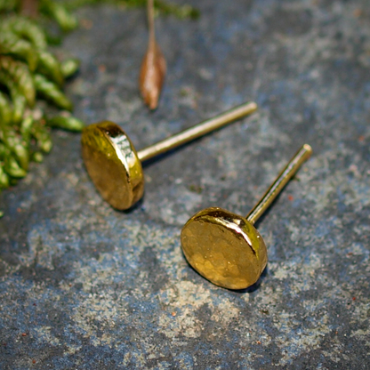 Flat Round Disc 24k Gold Studs - Solid Pure Gold Stud Earrings