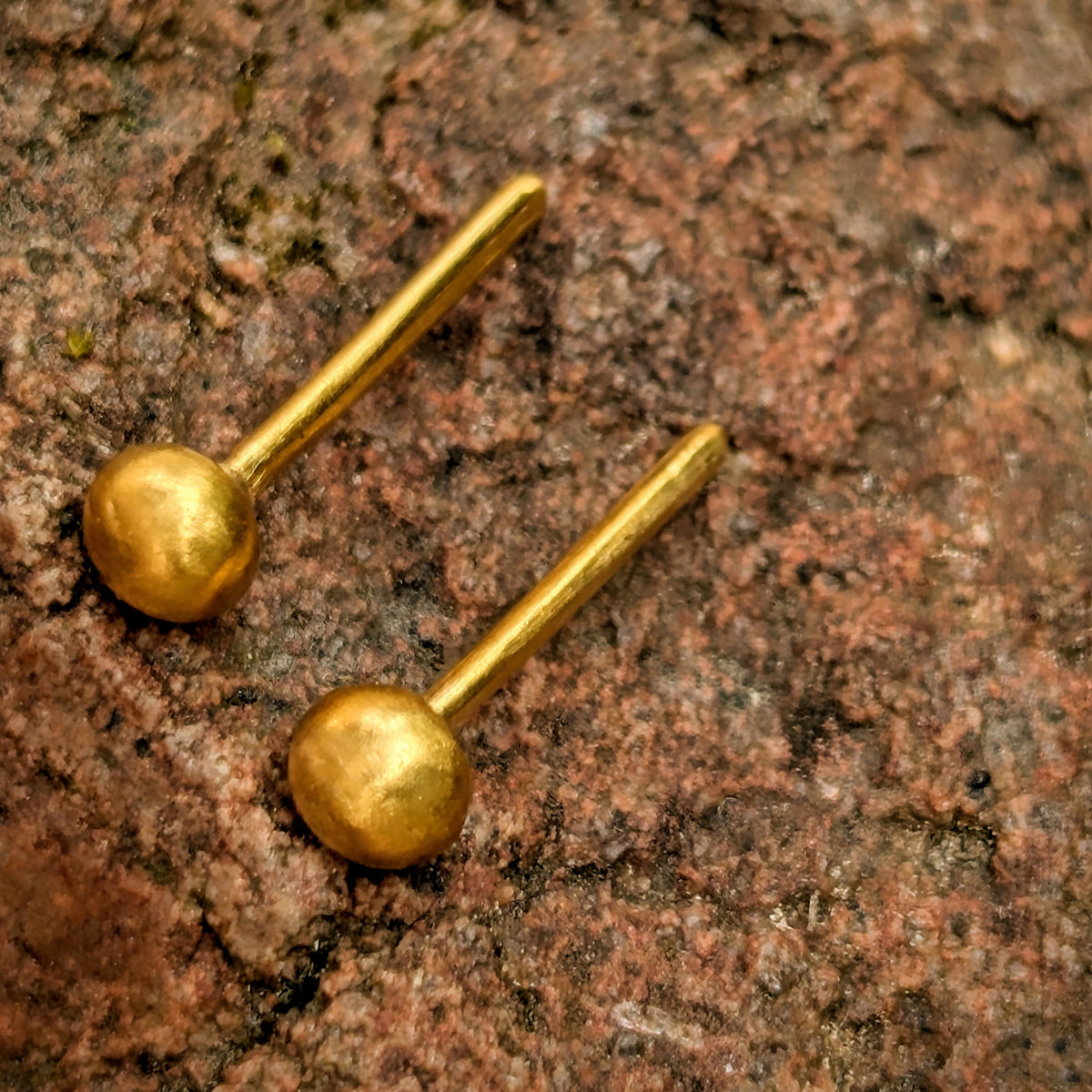 24k Pure Gold 4mm Ball Stud Earrings (Pair) - Solid .999 Gold