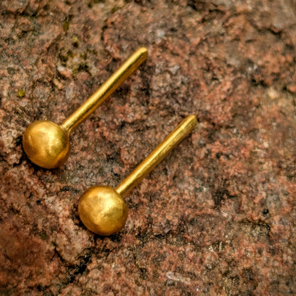 24k Pure Gold 4mm Ball Stud Earrings (Pair) - Solid .999 Gold