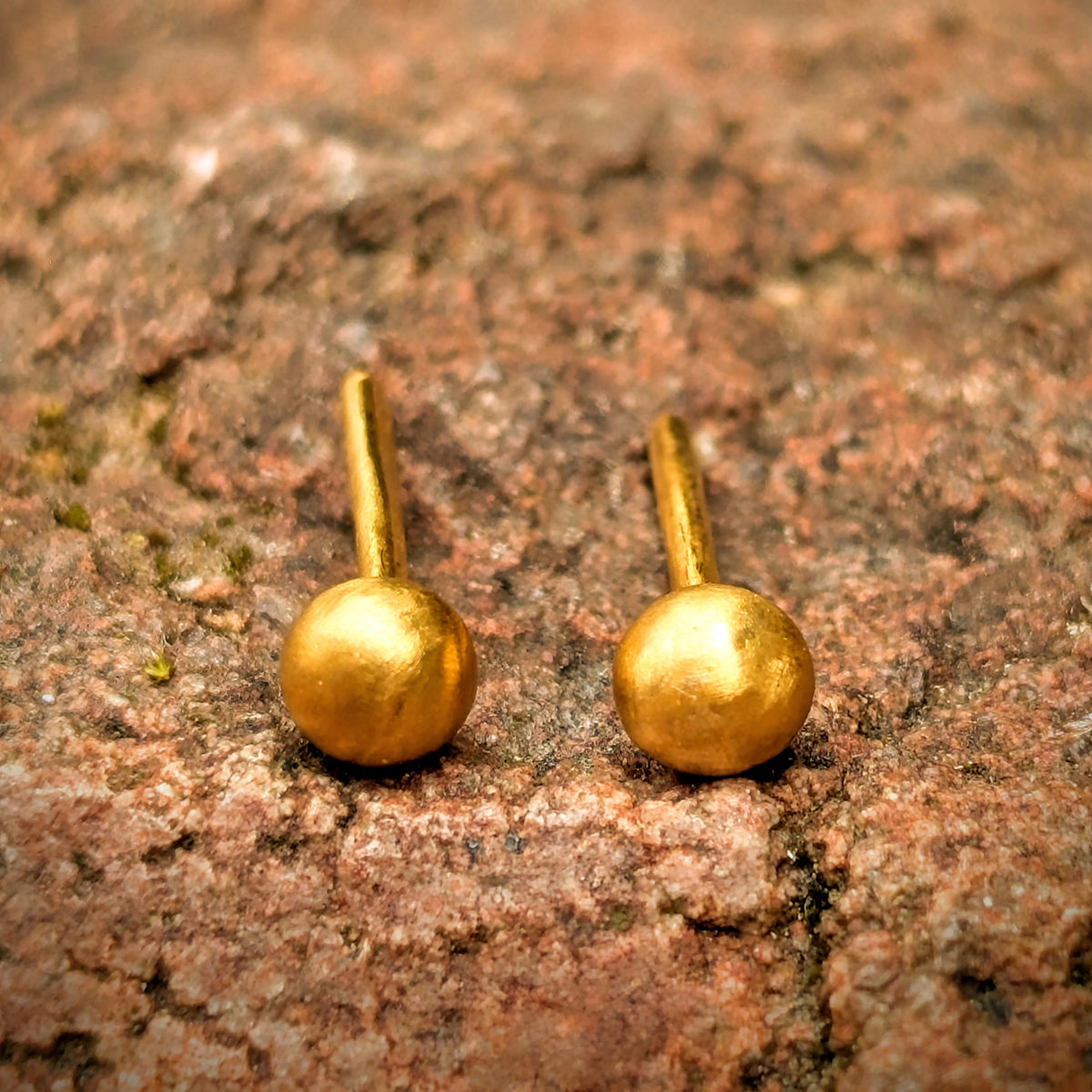 24k Pure Gold 4mm Ball Stud Earrings (Pair) - Solid .999 Gold
