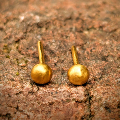 24k Pure Gold 4mm Ball Stud Earrings (Pair) - Solid .999 Gold