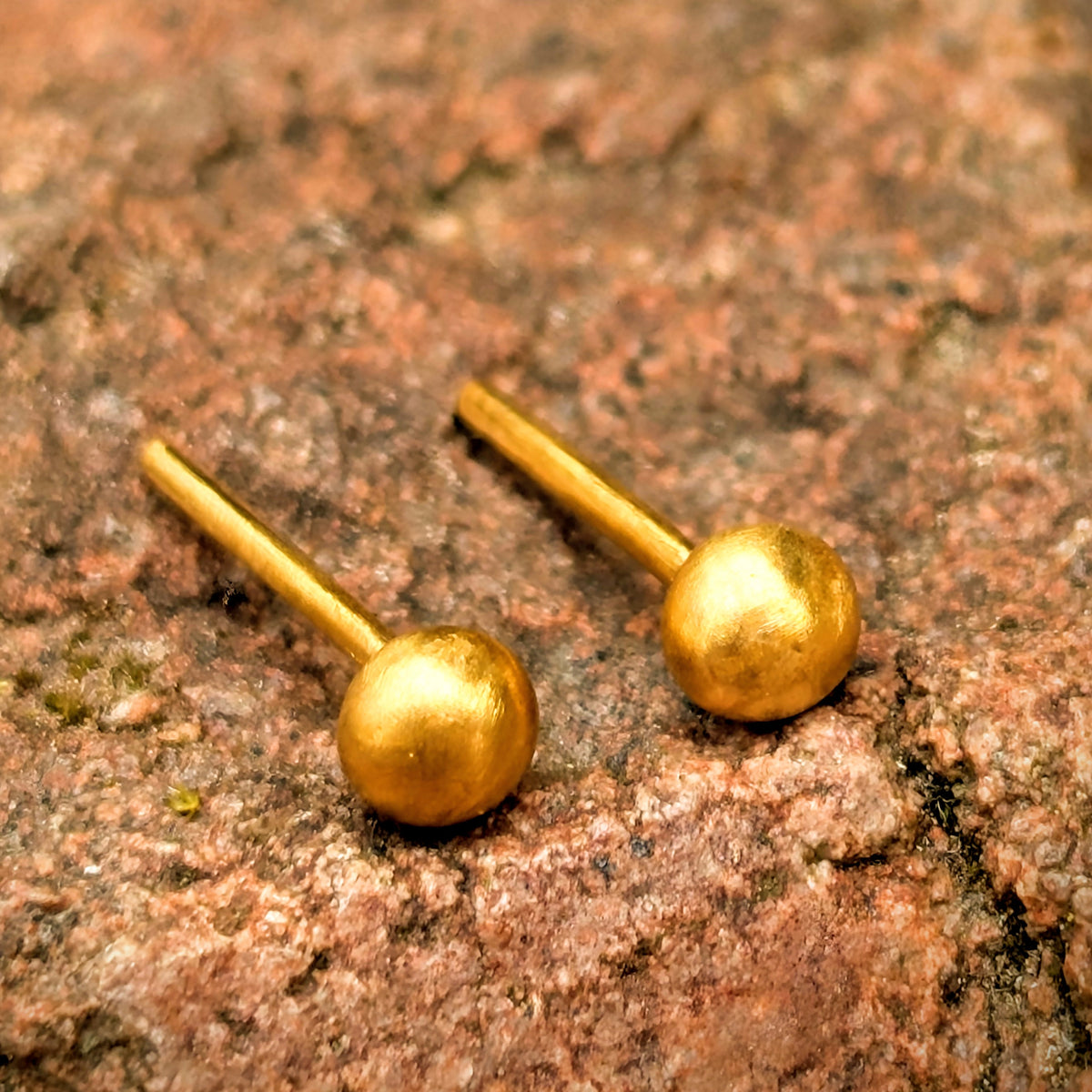 24k Pure Gold 4mm Ball Stud Earrings (Pair) - Solid .999 Gold