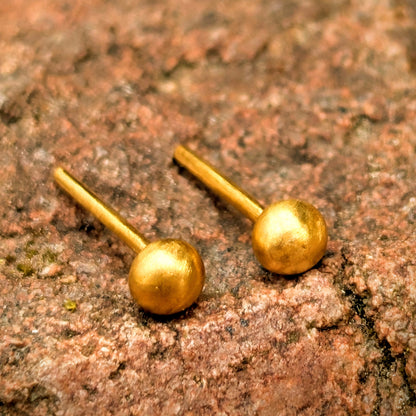 24k Pure Gold 4mm Ball Stud Earrings (Pair) - Solid .999 Gold