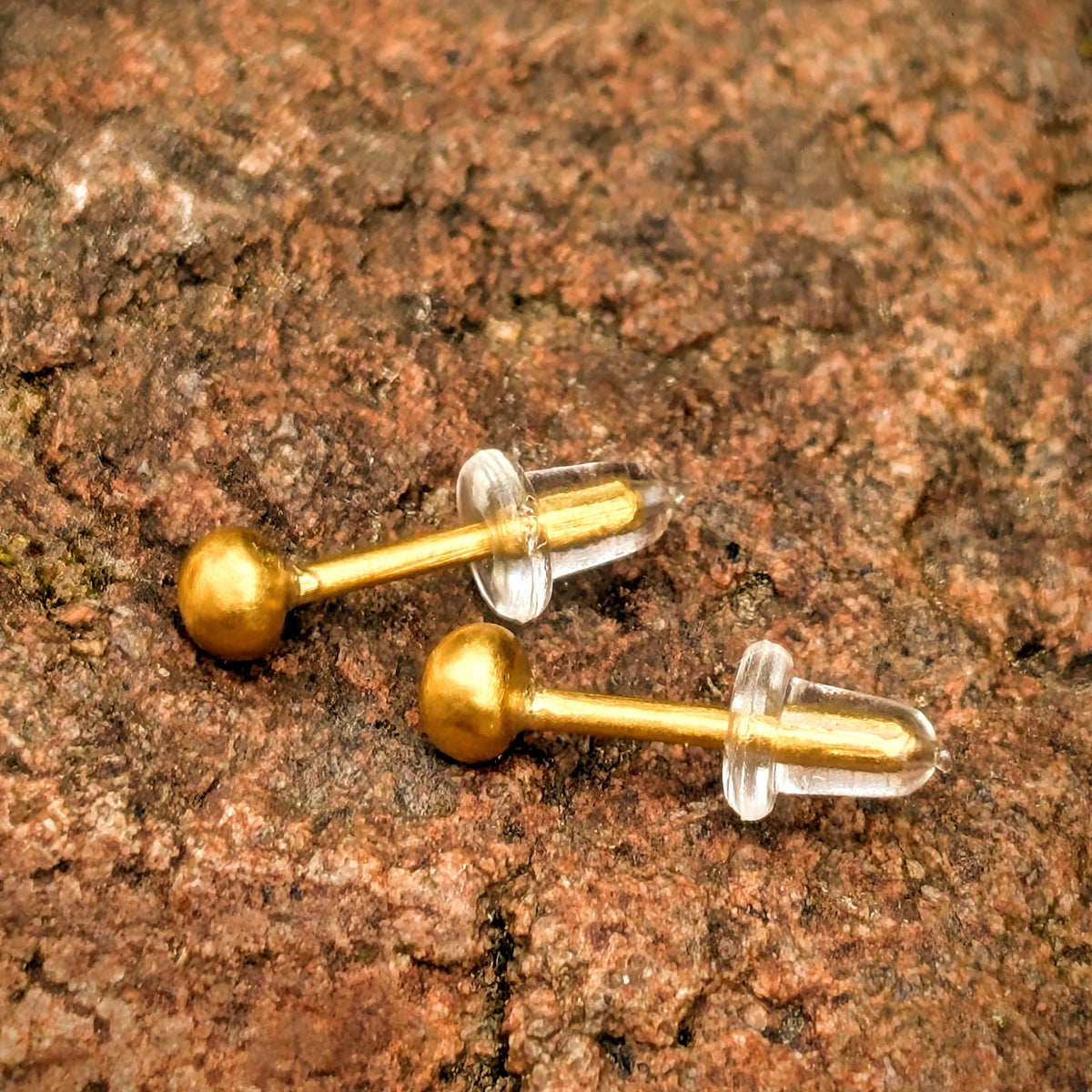 24k Pure Gold 4mm Ball Stud Earrings (Pair) - Solid .999 Gold